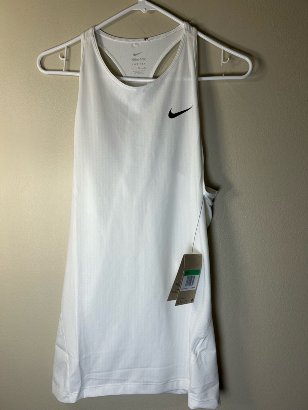 Nike White Women's Athletic Tank Top with Black Swoosh